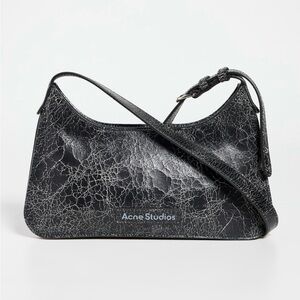 Acne Studios Platt Mini Cracked Black Leather Shoulder Bag